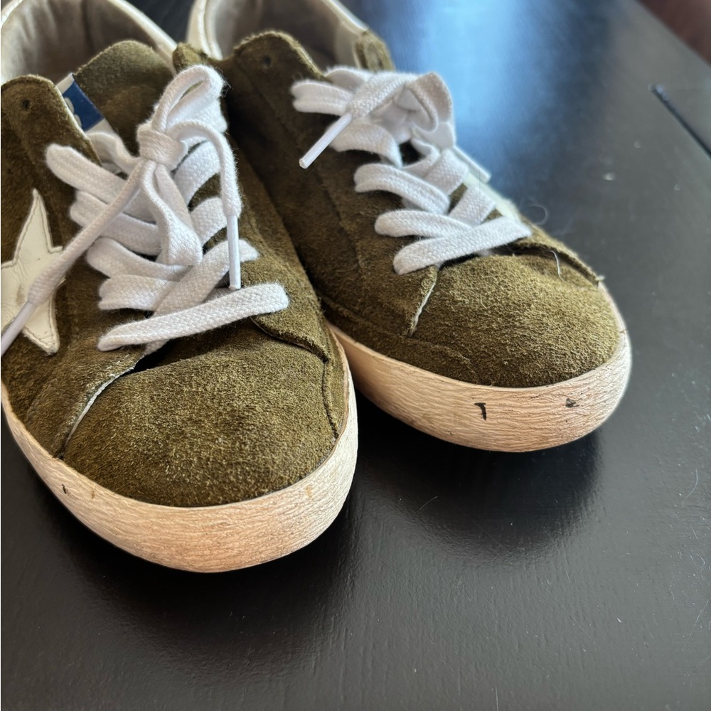 Golden Goose Olive Green Sneakers with White Accents - Picture 4 of 8